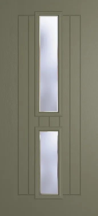 Vienna composite door in Olive Grey with Kensington glass