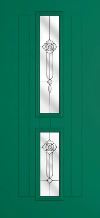 Vienna composite door in Opal Green with Crystal Flowers glass