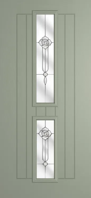 Vienna composite door in Pebble Grey with Crystal Flowers glass