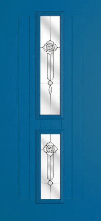 Vienna composite door in Signal Blue with Crystal Flowers glass