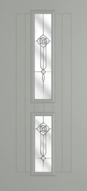 Vienna composite door in Silver Grey with Crystal Flowers glass