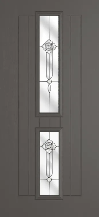 Vienna composite door in Slate Grey with Crystal Flowers glass