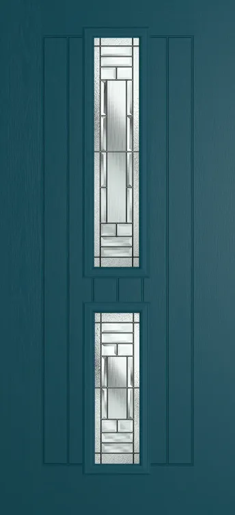 Vienna composite door in Tranquil Blue with New Orleans glass