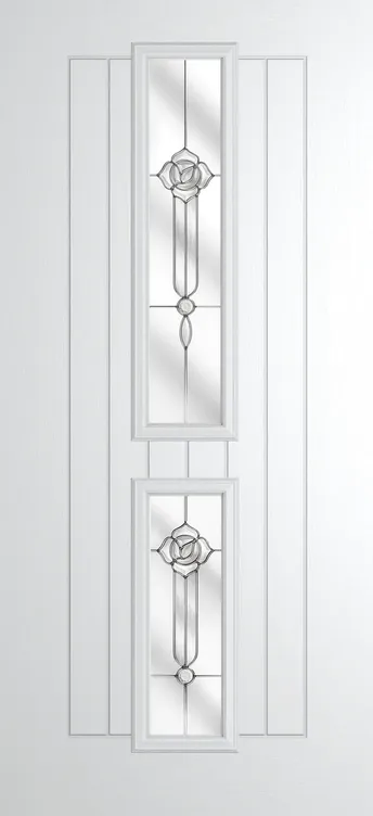 Vienna composite door in White with Crystal Flowers glass