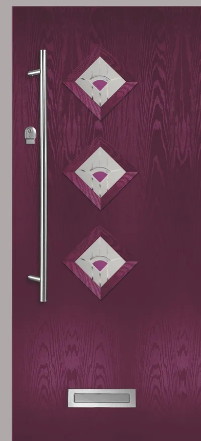 Astro composite door in Aubergine with Murano Purple glass, Flush