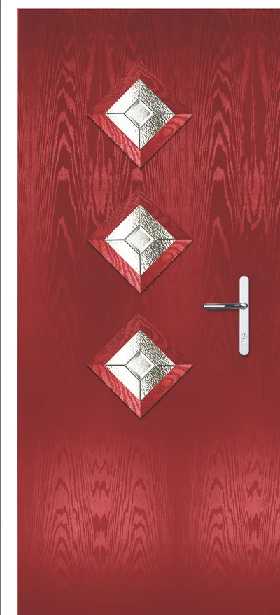 Astro composite door in Red with Simplicity glass, Flush