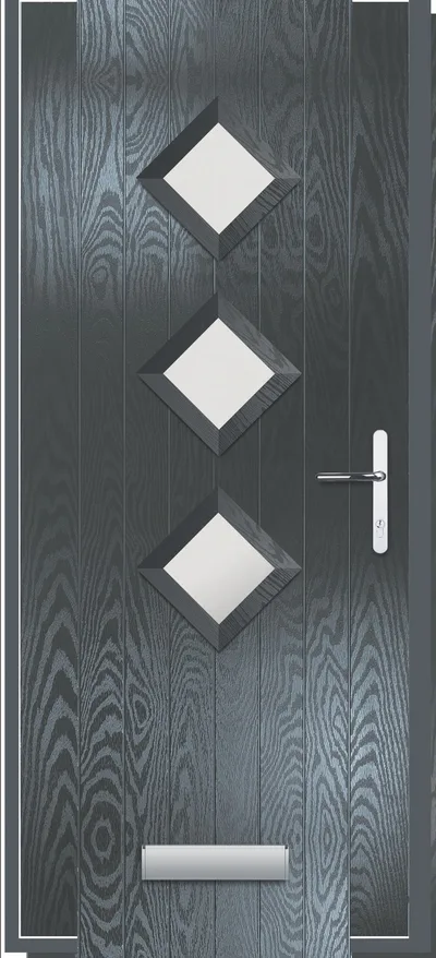 Astro composite door in Slate with Satin glass, Cottage
