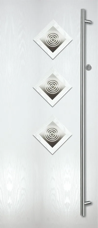 Astro composite door in White with Bullseye glass, Flush