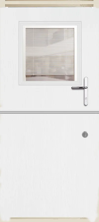 Back doors composite door in White with Clear with internal blind glass, Mercury Stable Flush