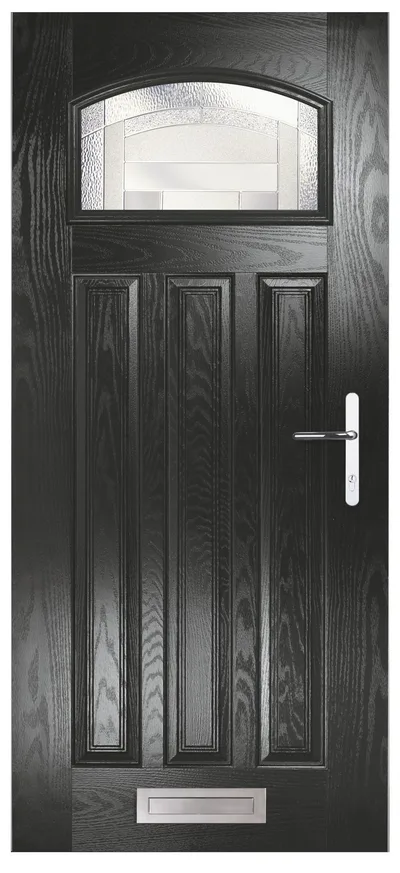 Callisto composite door in Black with Havana glass