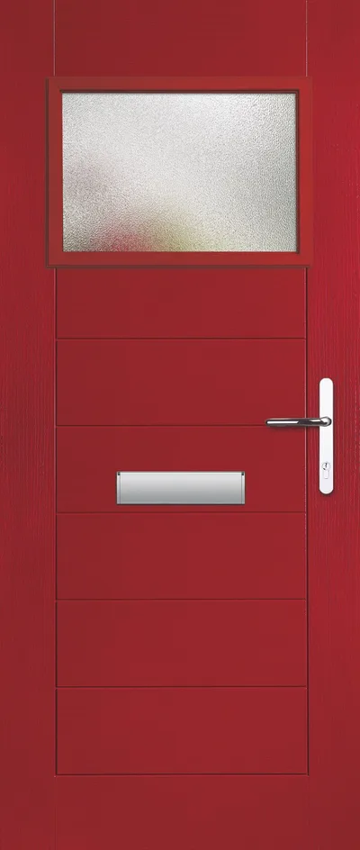 Comet composite door in Red with Stippolyte glass, Monza