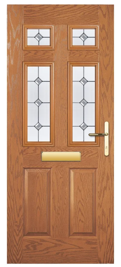 Cosmos composite door in Lightwood with Reflections glass