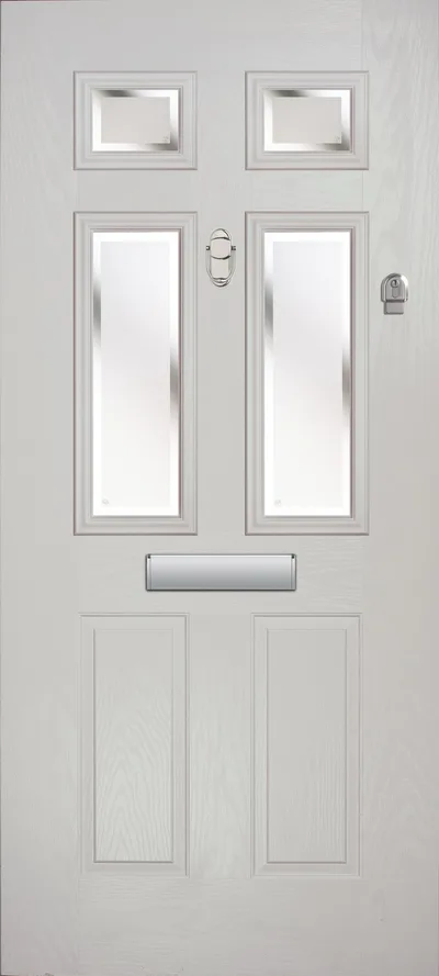 Cosmos composite door in Mist Grey with Kensington glass