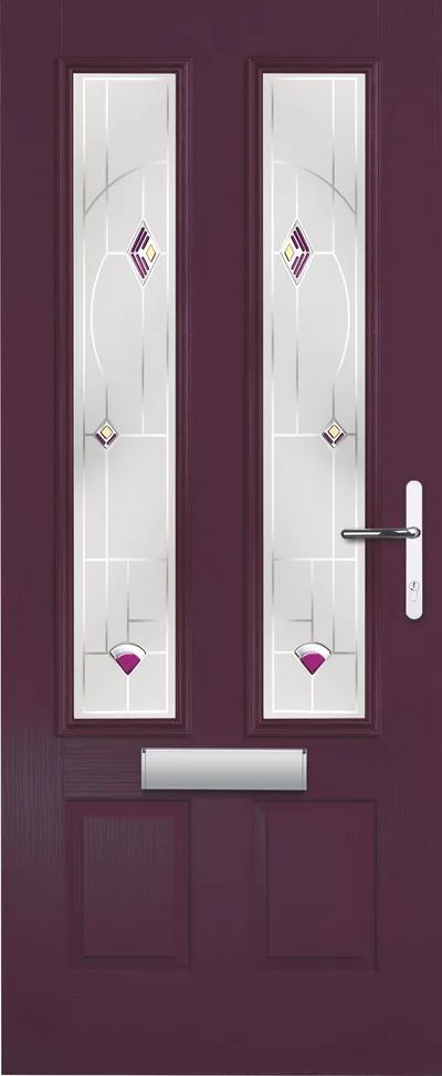 Equinox composite door in Aubergine with Murano Purple glass