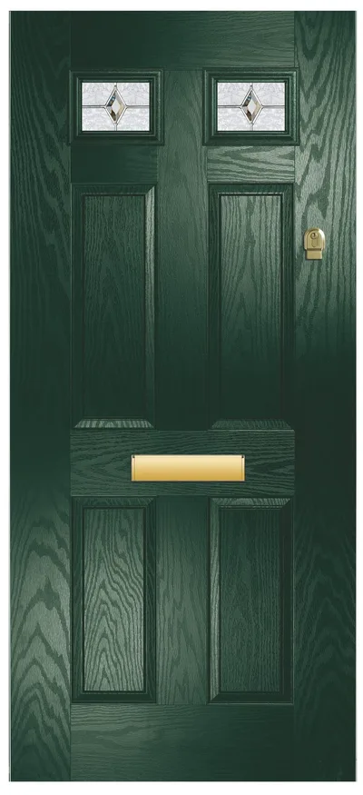 Galaxy composite door in Green with Tri Bevel glass