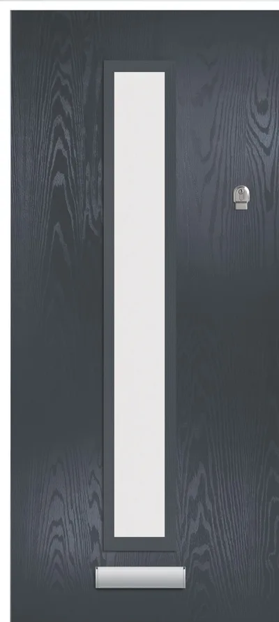 Halley composite door in Anthracite with Satin glass, Flush, glass centre