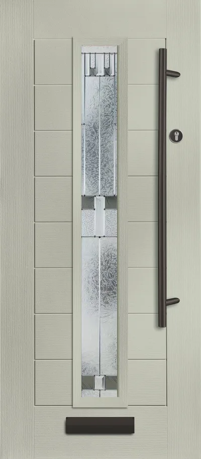 Halley composite door in Embers with Prairie glass, Monza, glass centre