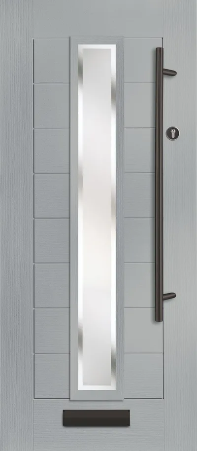 Halley composite door in Fossil with Kensington glass, Monza, glass centre
