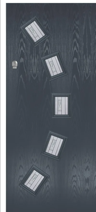 Halo composite door in Anthracite with Tri Line glass, Flush