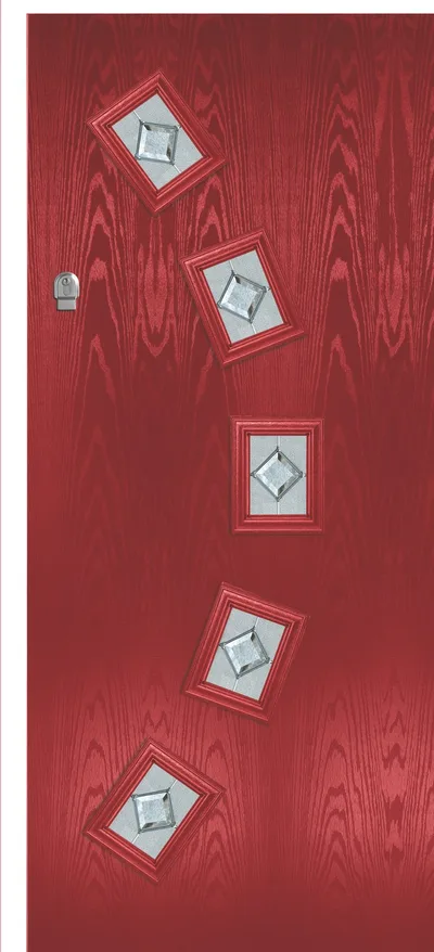 Halo composite door in Red with Cameo glass, Flush