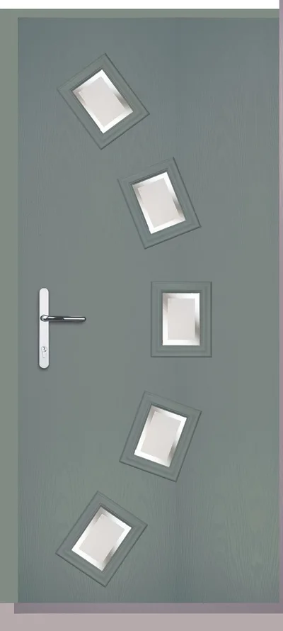 Halo composite door in Shadow with Kensington glass, Flush