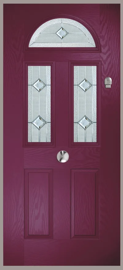 Luna composite door in Aubergine with Cameo glass