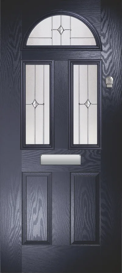 Luna composite door in Blue with Zinc Star glass