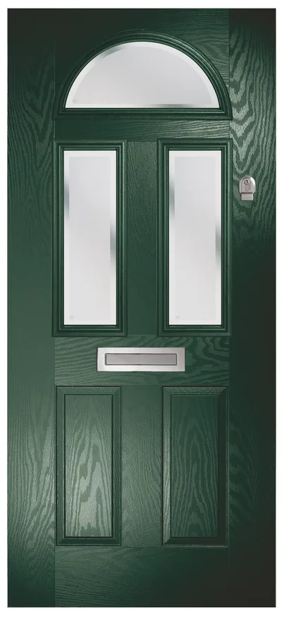 Luna composite door in Green with Kensington glass