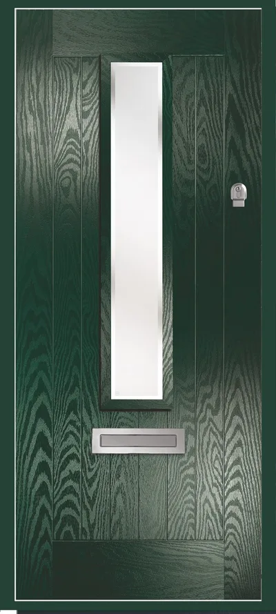 Mars composite door in Green with Kensington glass, Farmhouse