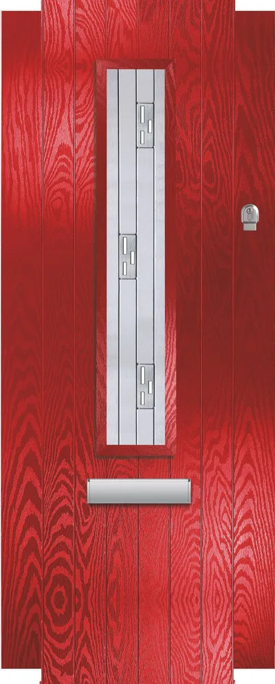 Mars composite door in Red with Tri Line glass, Cottage
