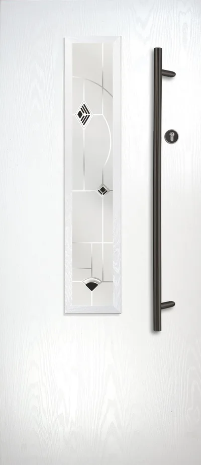 Mars composite door in White with Murano Black glass, Flush
