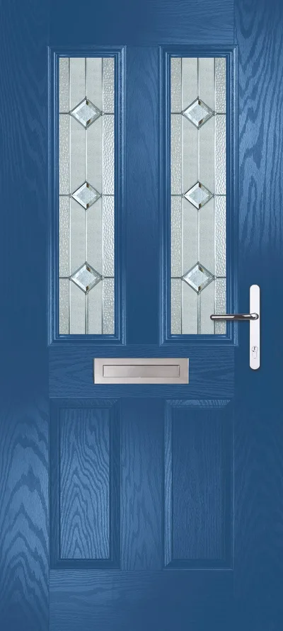 Meteor composite door in Azure Blue with Cameo glass