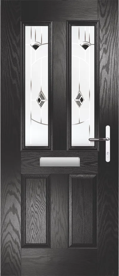 Meteor composite door in Black with Murano Black glass
