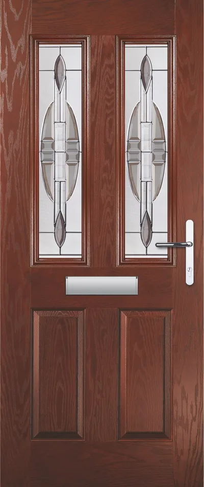 Meteor composite door in Darkwood with Reflections glass