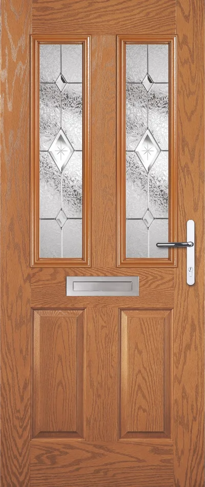 Meteor composite door in Lightwood with Tri Bevel glass