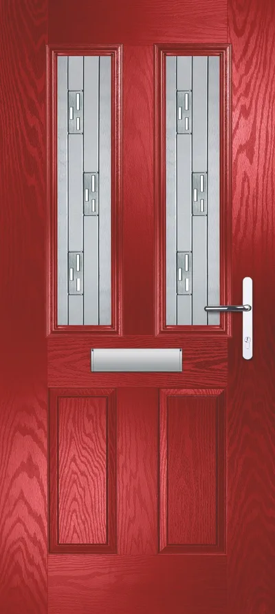 Meteor composite door in Red with Tri Line glass