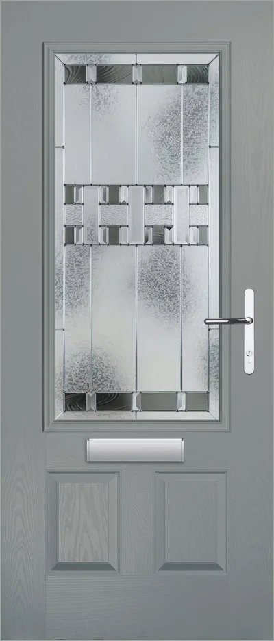 Orion composite door in Fossil with Prairie glass
