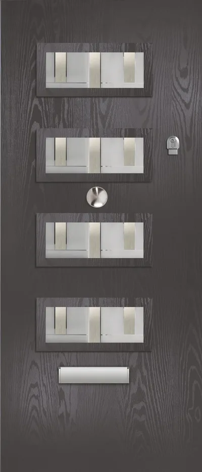 Saturn composite door in Anthracite with Maestro glass, Flush