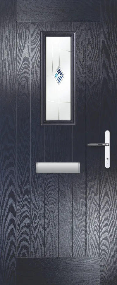 Solar composite door in Blue with Murano Blue glass, Farmhouse