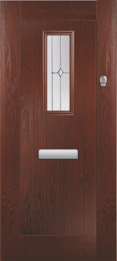 Solar composite door in Darkwood with Zinc Star glass, Farmhouse