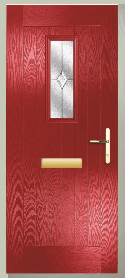 Solar composite door in Red with Classic glass, Farmhouse