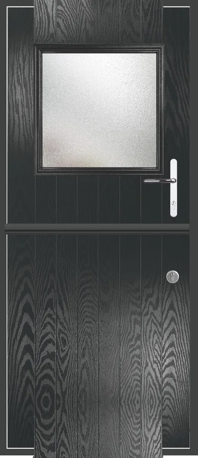 Polaris & Mercury Stable composite door in Black with Stippolyte glass, Mercury Cottage