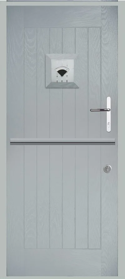 Polaris & Mercury Stable composite door in Fossil with Murano Black glass, Polaris Square Farmhouse