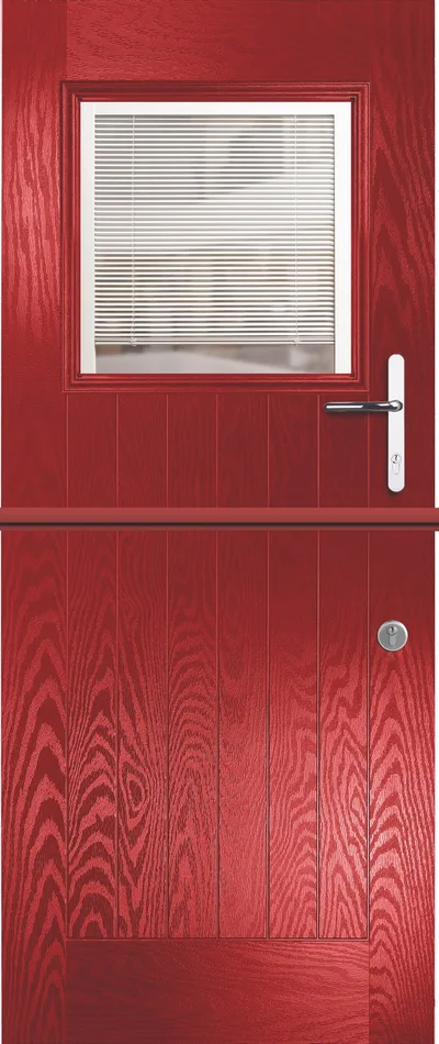 Polaris & Mercury Stable composite door in Red with Clear with internal blind glass, Mercury Farmhouse
