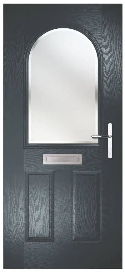 Stellar composite door in Anthracite with Kensington glass