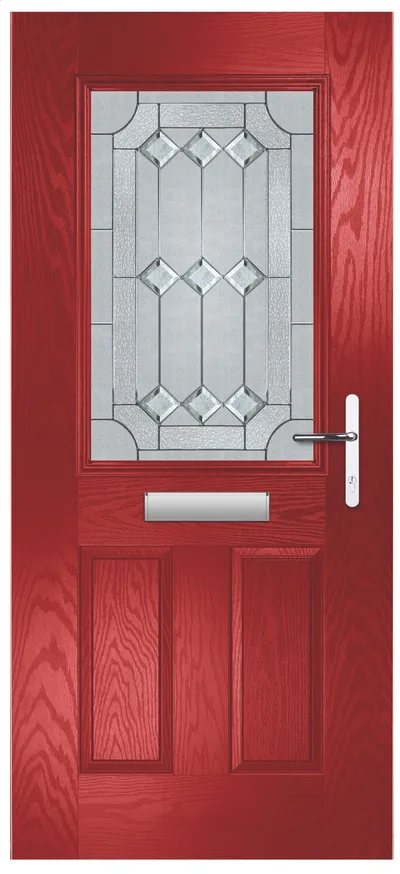 Super Nova composite door in Red with Cameo glass