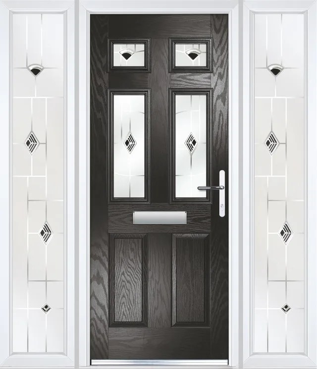 Cosmos in Black with two side panels, Murano Black glass Cosmos in Black with two side panels, Murano Black glass